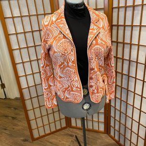 Magnolia orange and white double Knit Cardigan